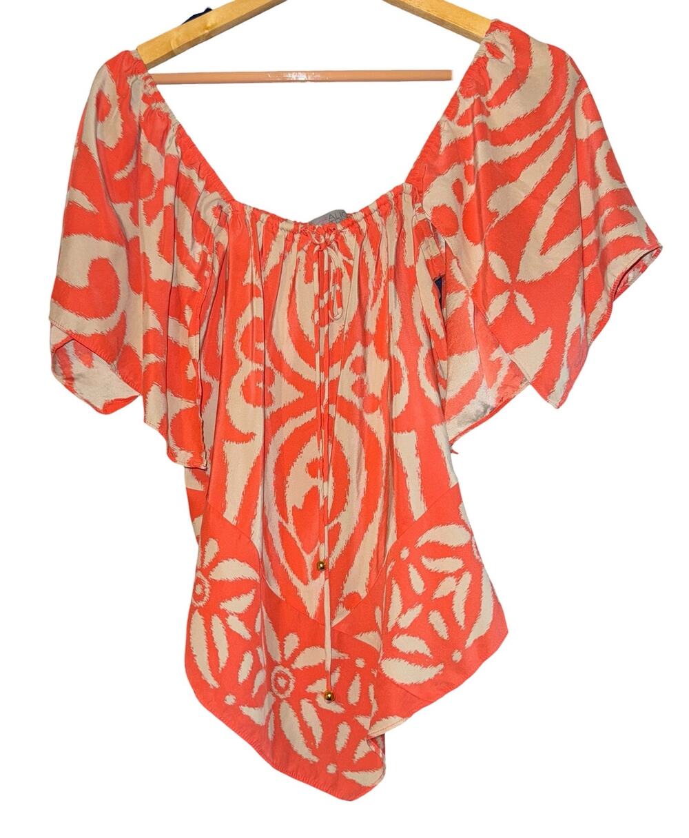 Alice & Trixie 100% Silk Boho Top Women's XS Old Money Luxury Resort Vacation